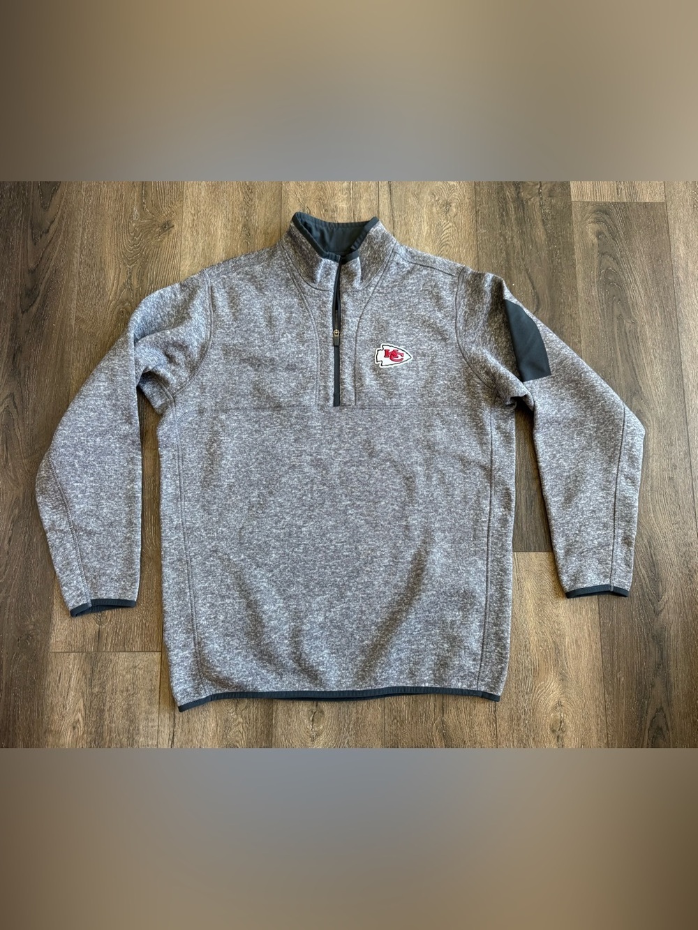 Kansas City Chiefs Gray Quarter-Zip Pullover Sweater Antigua XL